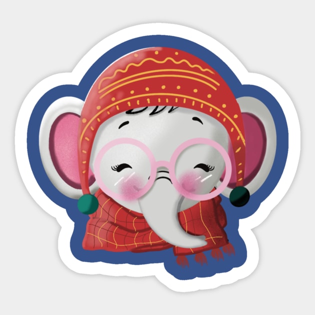 Cute Scarved Baby Elephant Sticker by Miss Compass Hands 